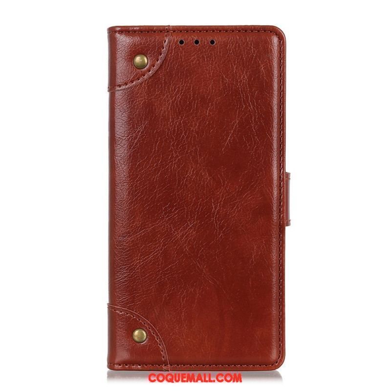 Housse Xiaomi Redmi Note 11 Pro / Note 11 Pro 5G Style Cuir Nappa Rivets Vintage