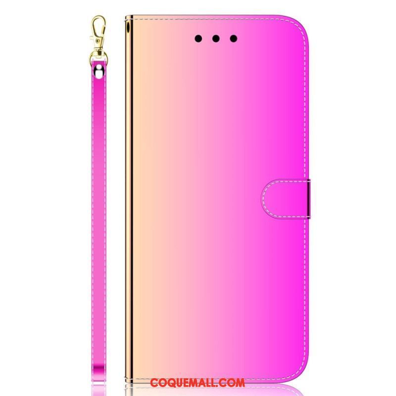 Housse Xiaomi Redmi Note 12 4G Simili Cuir Miroir avec Lanière