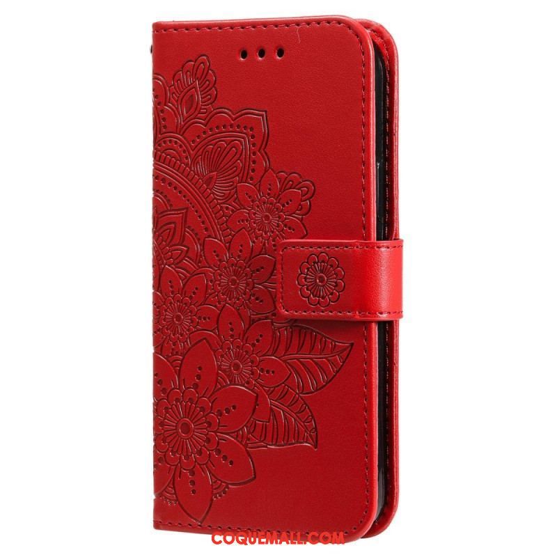 Housse Xiaomi Redmi Note 12/Poco X5 5G Fleur Mandala à Lanière