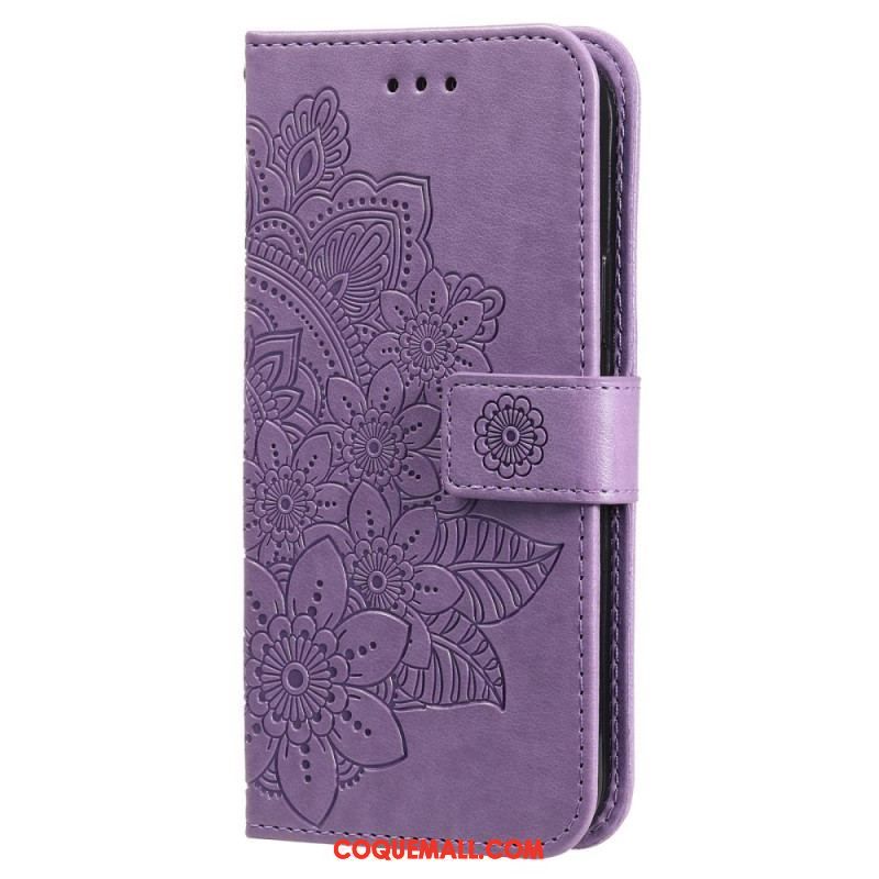 Housse Xiaomi Redmi Note 12/Poco X5 5G Fleur Mandala à Lanière