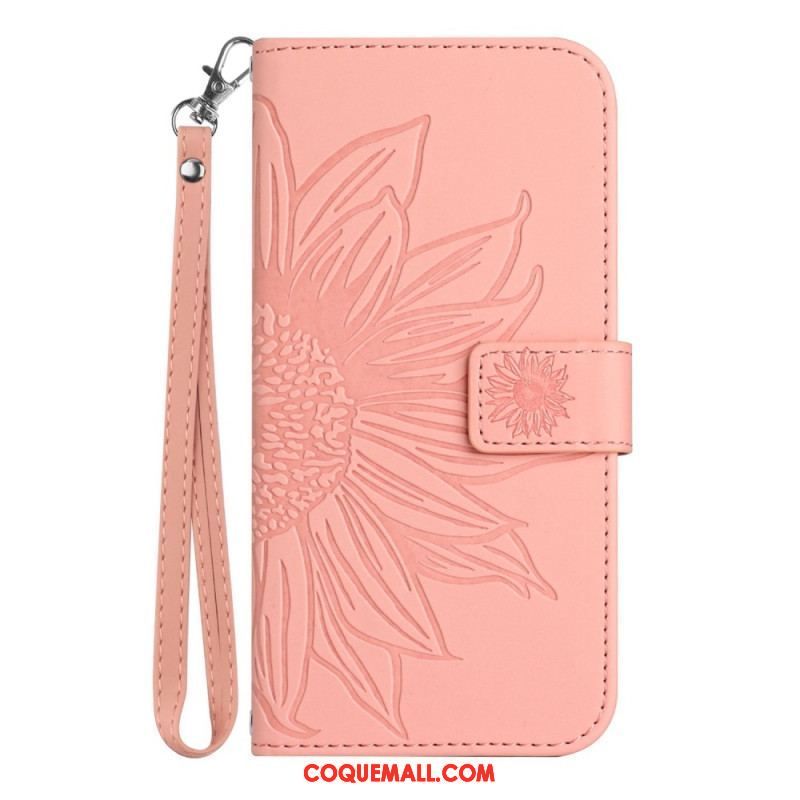 Housse Xiaomi Redmi Note 12/Poco X5 5G Fleur avec Lanière