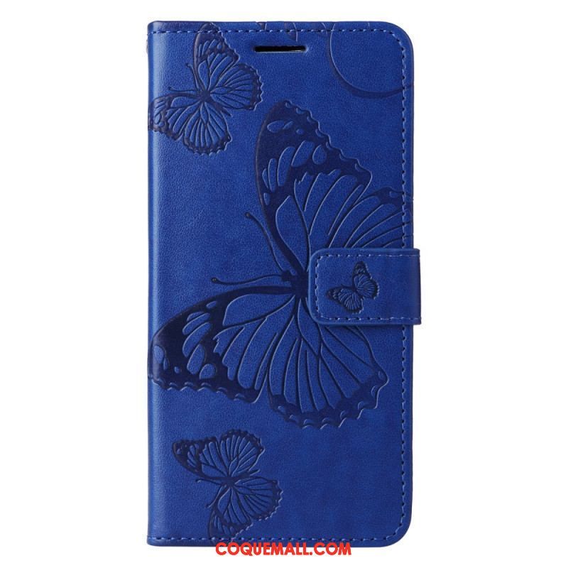 Housse Xiaomi Redmi Note 12/Poco X5 5G Papillons Géants à Lanière