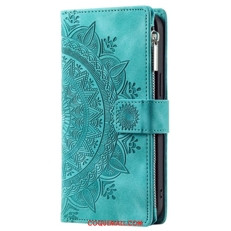 Housse Xiaomi Redmi Note 13 5G Portefeuille Effet Cuir Mandala à Lanière
