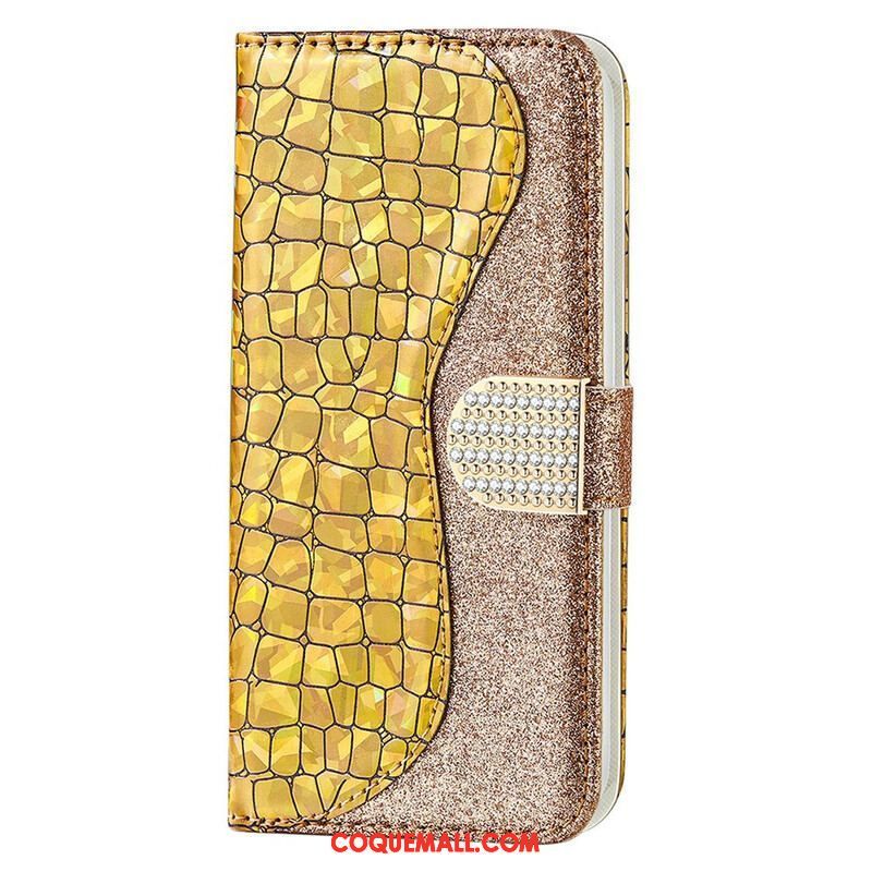 Housse iPhone 13 Mini Croco Diamants