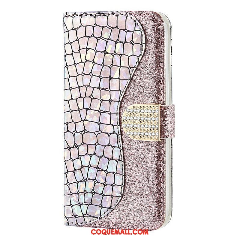 Housse iPhone 13 Mini Croco Diamants