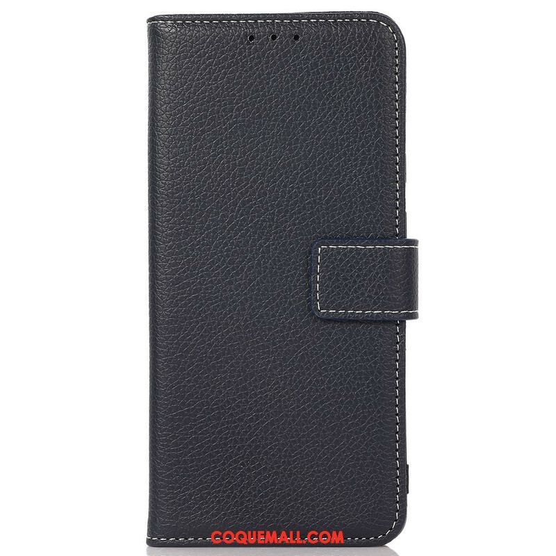 Housse iPhone 13 Mini Effet Cuir Litchi Coutures