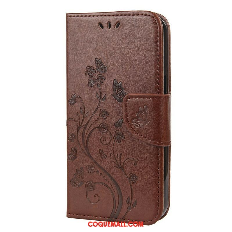 Housse iPhone 13 Mini Florale à Lanière