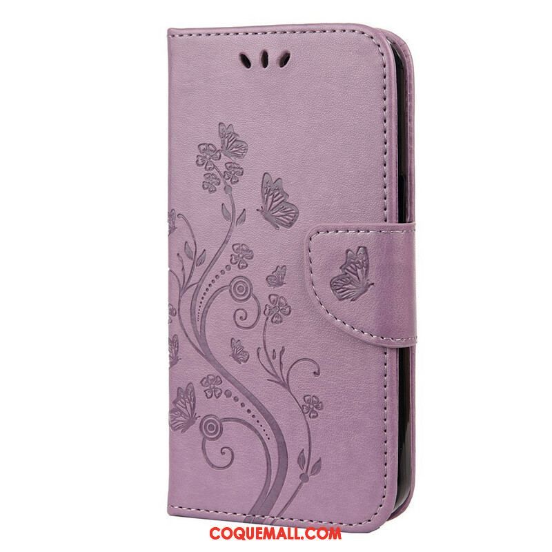 Housse iPhone 13 Mini Florale à Lanière