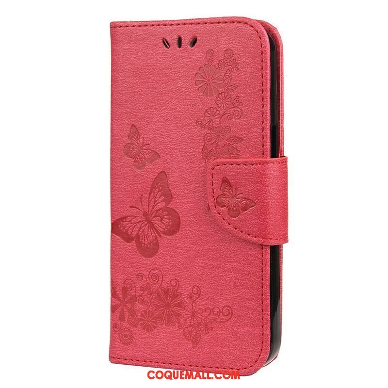 Housse iPhone 13 Mini Splendides Papillons à Lanière