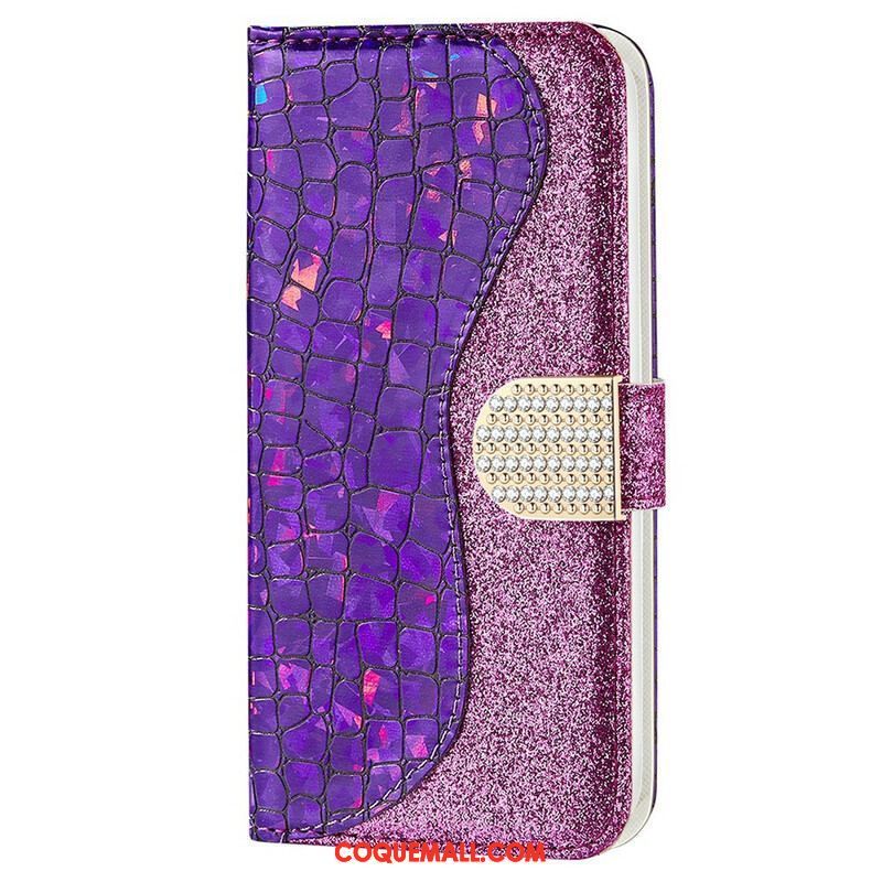 Housse iPhone 13 Pro Max Croco Diamants