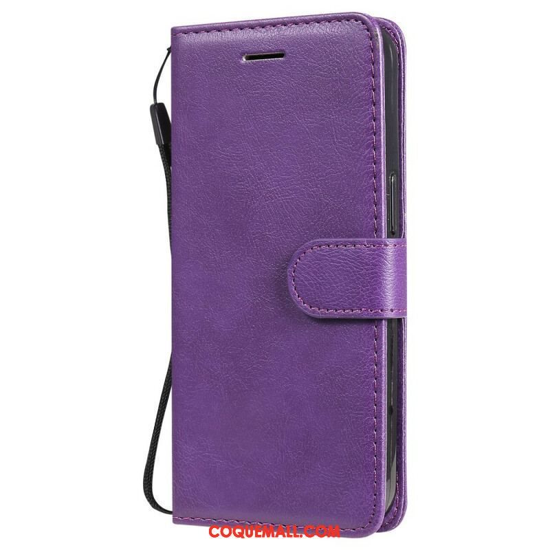 Housse iPhone 13 Pro Solid Color Serie à Lanière