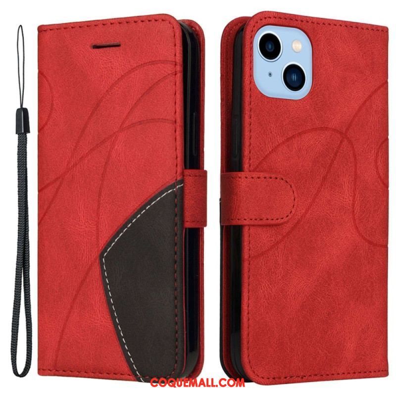 Housse iPhone 14 Plus Simili Cuir Bicolore Signature