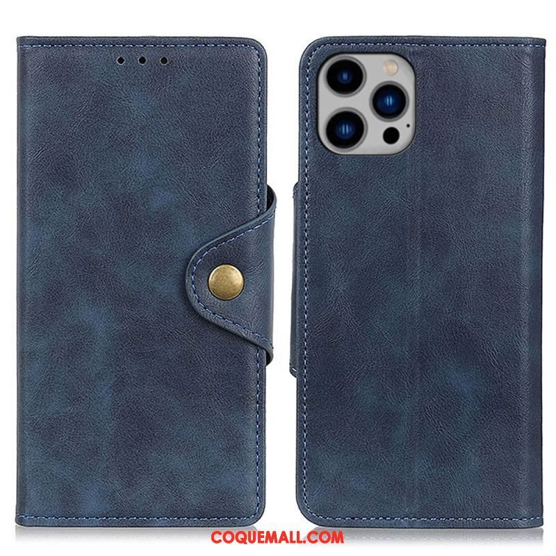 Housse iPhone 14 Plus Simili Cuir Bouton