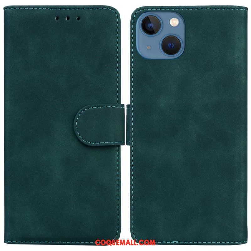 Housse iPhone 14 Plus Style Cuir Couture