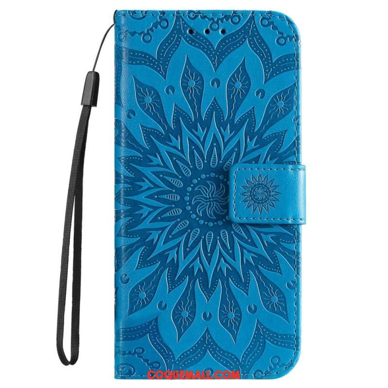 Housse iPhone 14 Pro Max Mandala Soleil avec Lanière