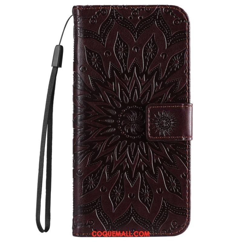 Housse iPhone 14 Pro Max Mandala Soleil avec Lanière