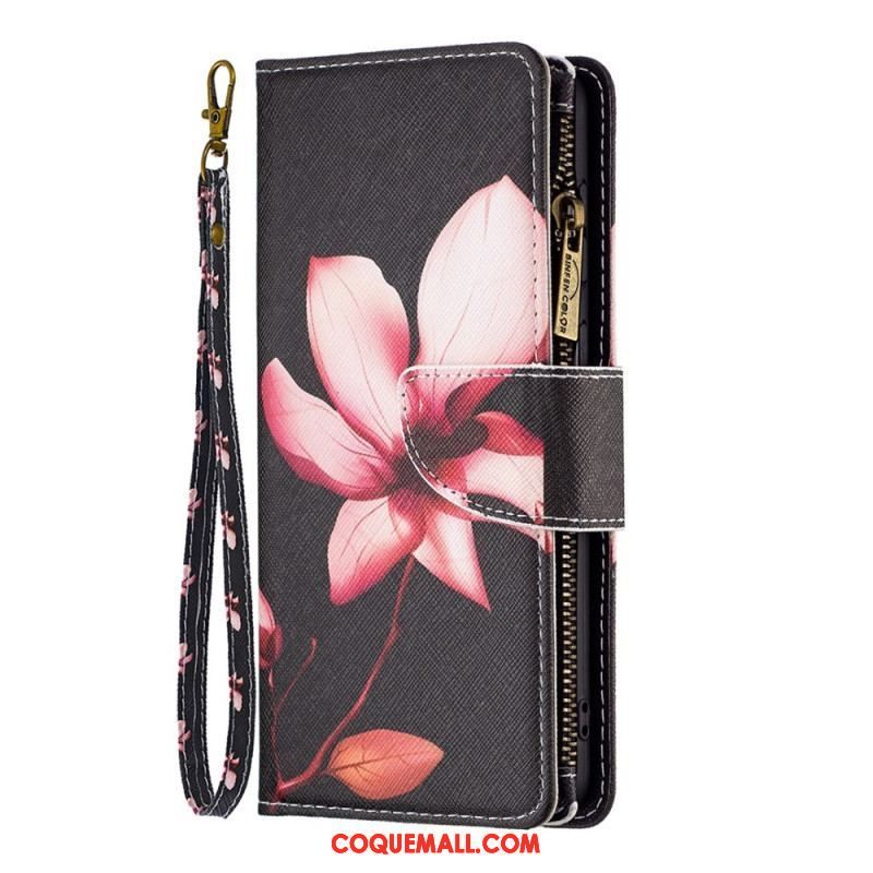 Housse iPhone 14 Pro Max Poche Zippée Fleur