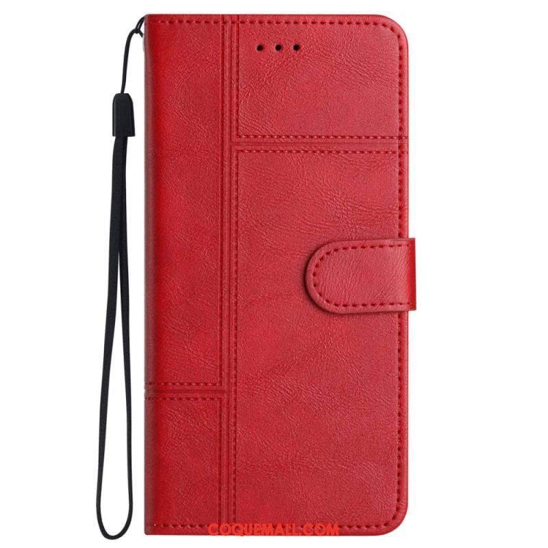 Housse iPhone 14 Pro Max Style Cuir Business à Lanière