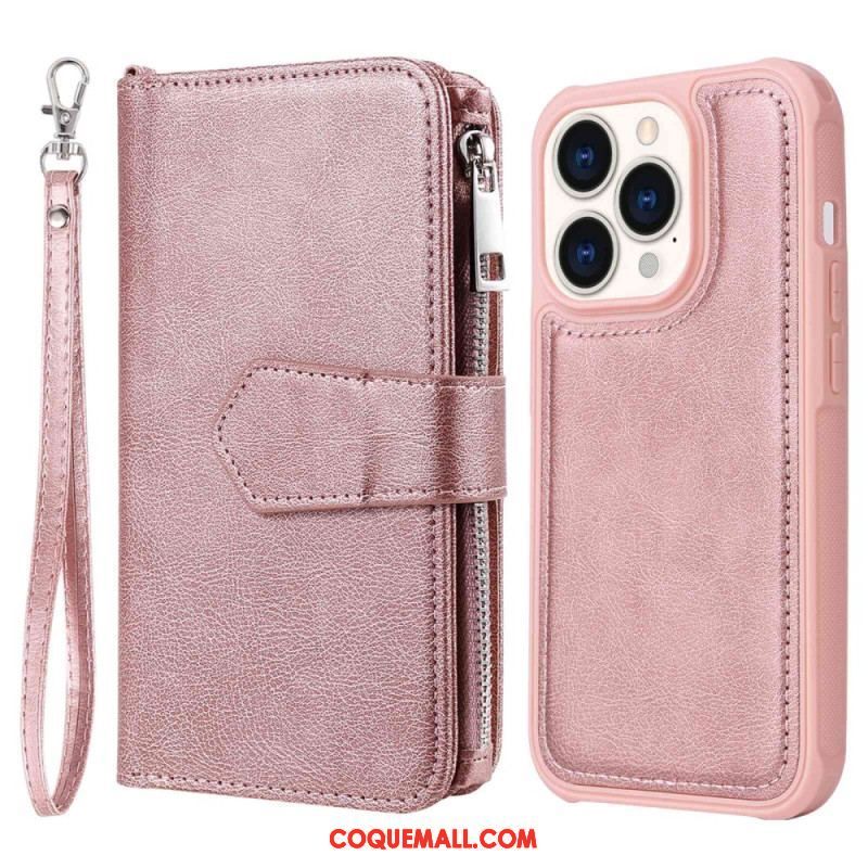 Housse iPhone 14 Pro Portefeuille avec Coque Détachable