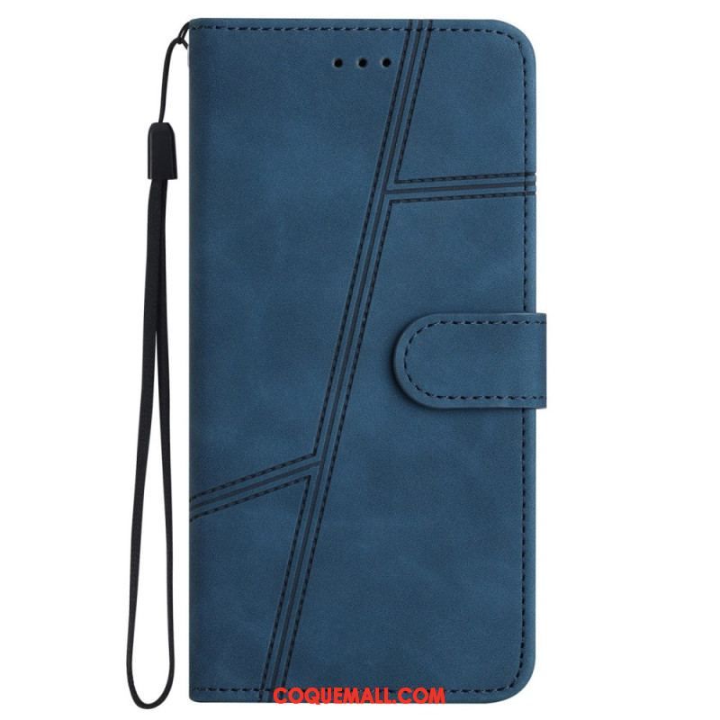 Housse iPhone 14 Pro Style Cuir Élégance à Lanière