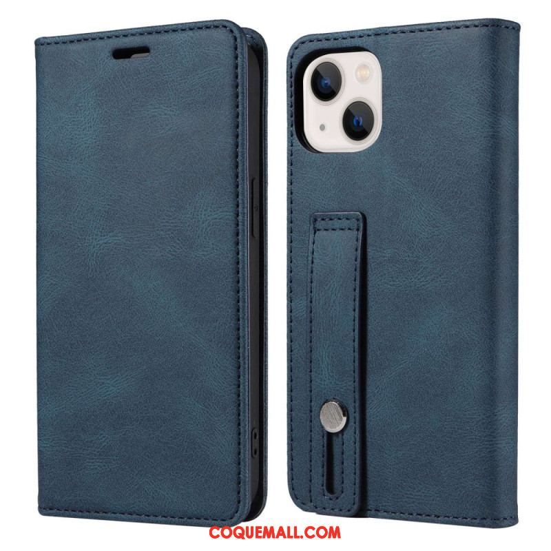 Housse iPhone 14 Simili Cuir avec Sangle Manuelle