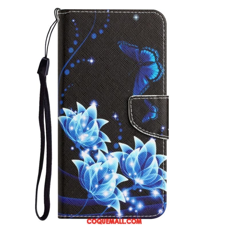 Housse iPhone 15 Déclinaison Florale à Lanière