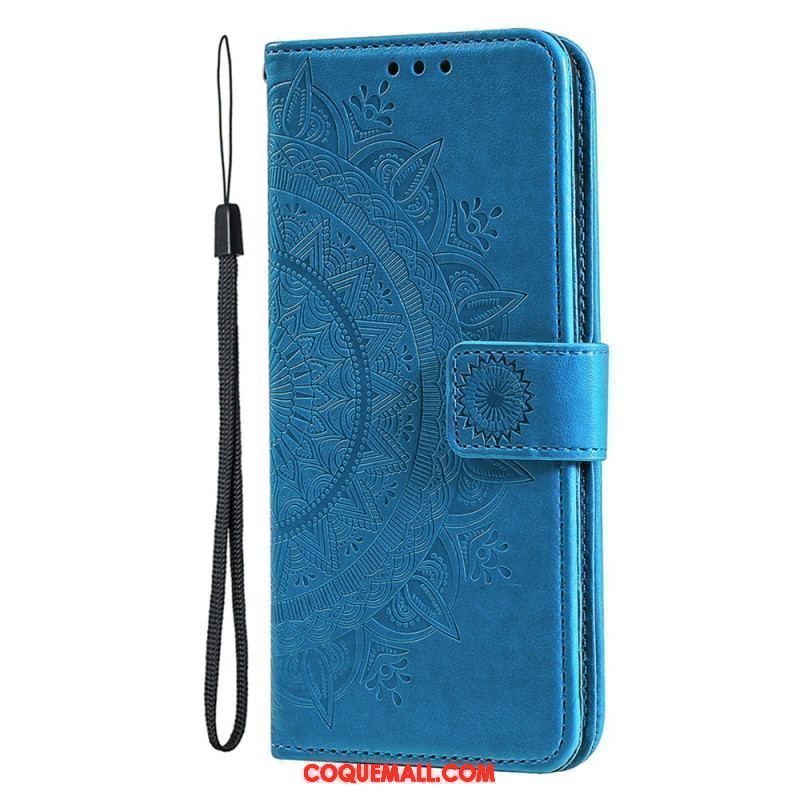 Housse iPhone 15 Plus Mandala Soleil avec Lanière