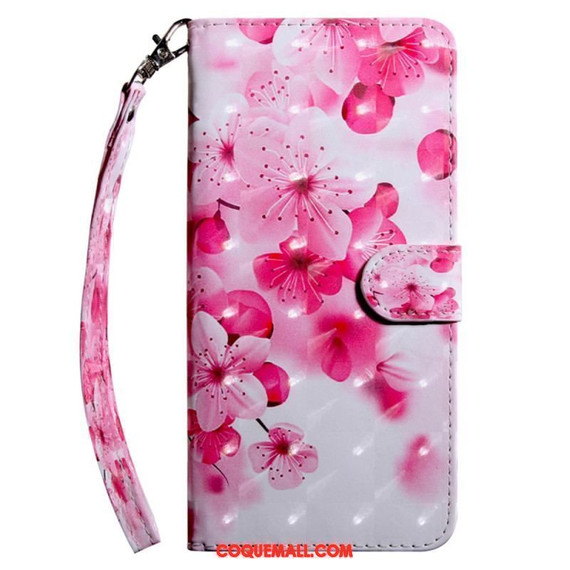 Housse iPhone 15 Pro Max Fleurettes à Lanière