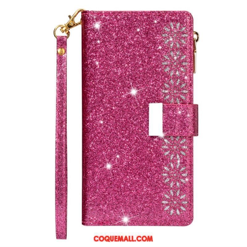 Housse iPhone 15 Pro Max Paillettes avec Porte-Monnaie