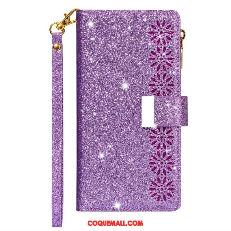 Housse iPhone 15 Pro Max Paillettes avec Porte-Monnaie