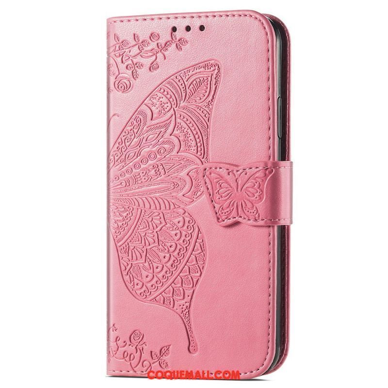 Housse iPhone 15 Pro Max Papillon Baroque à Lanière