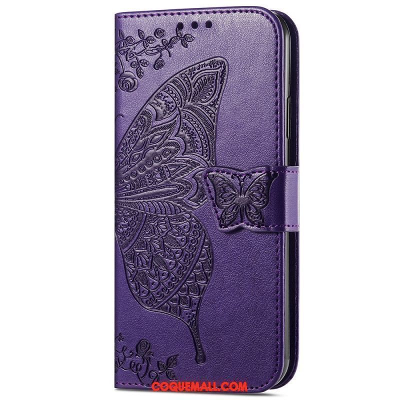 Housse iPhone 15 Pro Max Papillon Baroque à Lanière