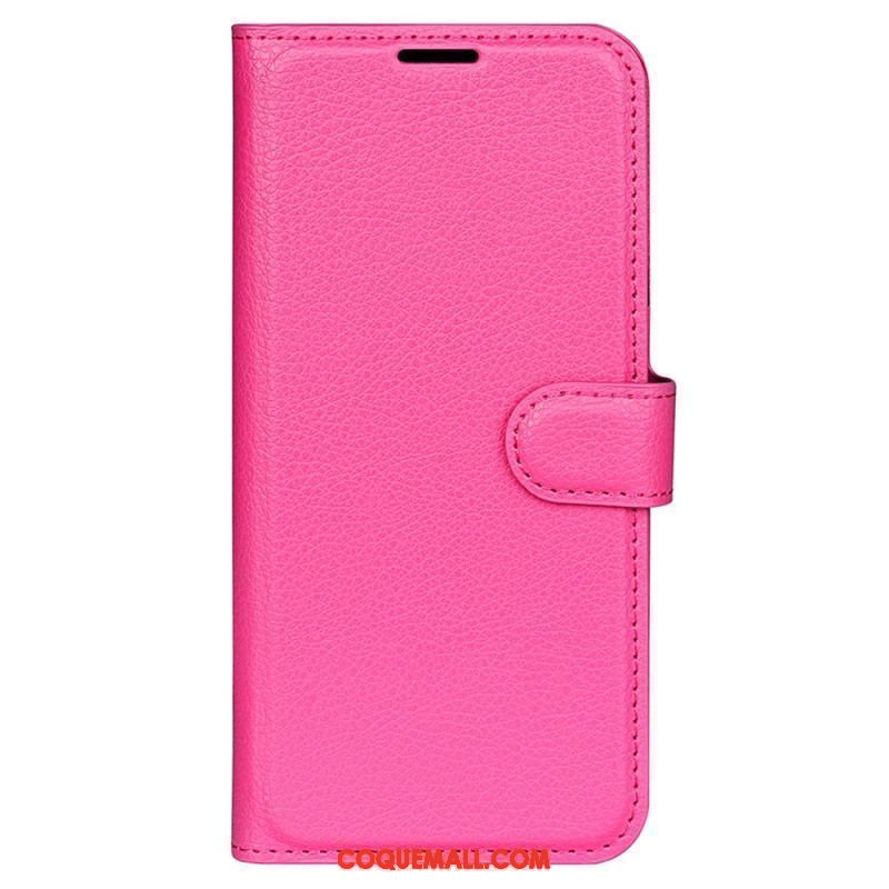 Housse iPhone 15 Pro Max Simili Cuir Litchi Classique