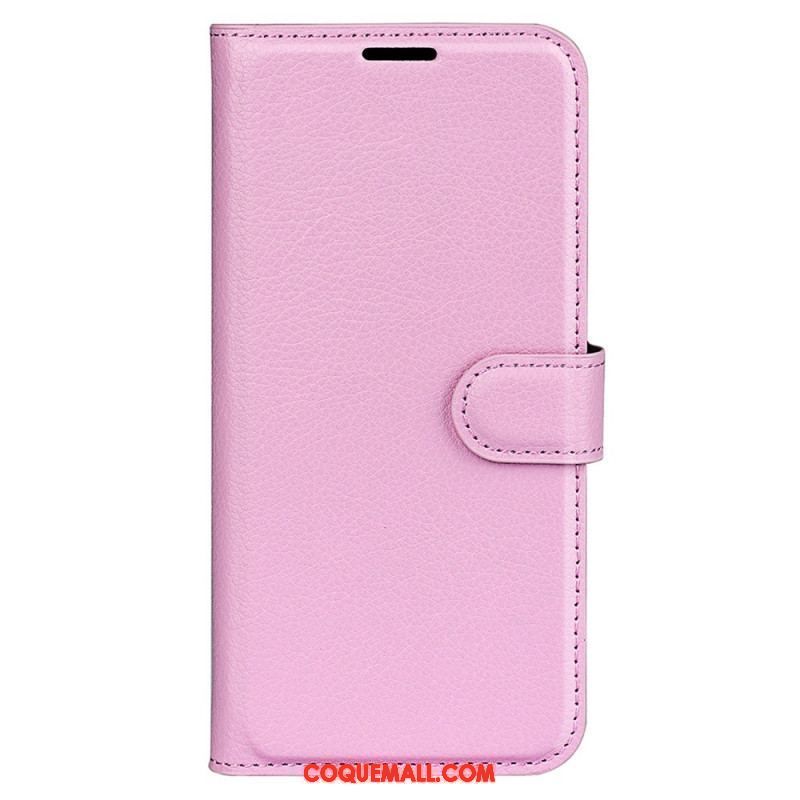 Housse iPhone 15 Pro Max Simili Cuir Litchi Classique