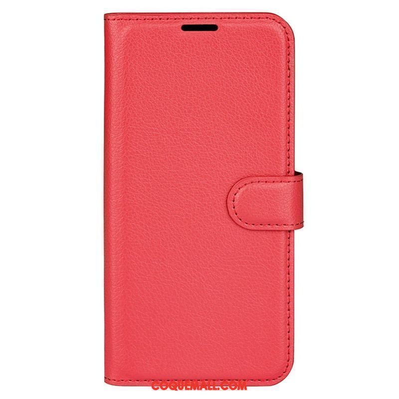 Housse iPhone 15 Pro Simili Cuir Litchi Classique