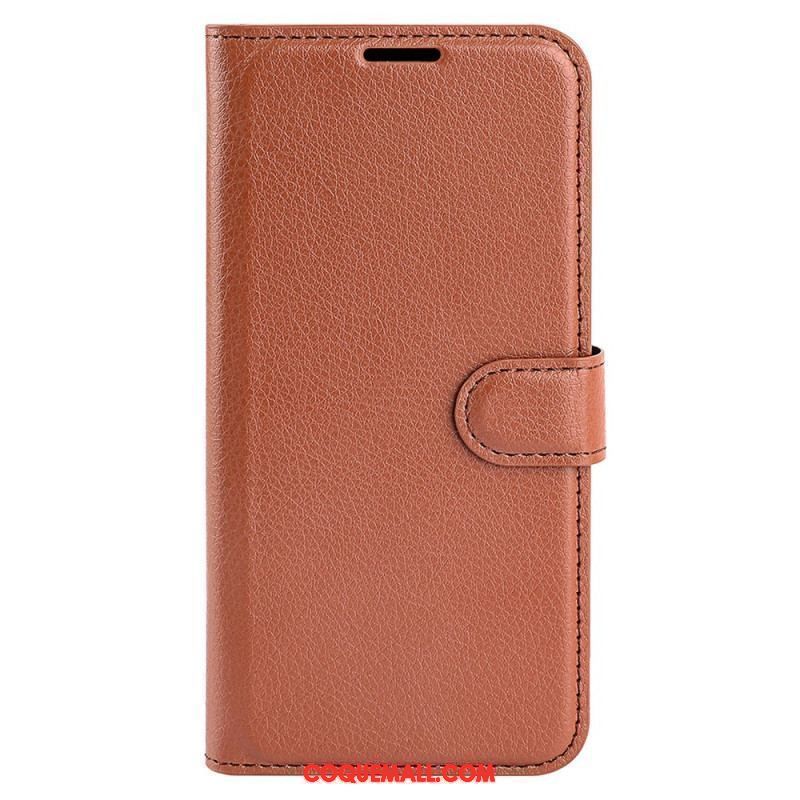 Housse iPhone 15 Pro Simili Cuir Litchi Classique