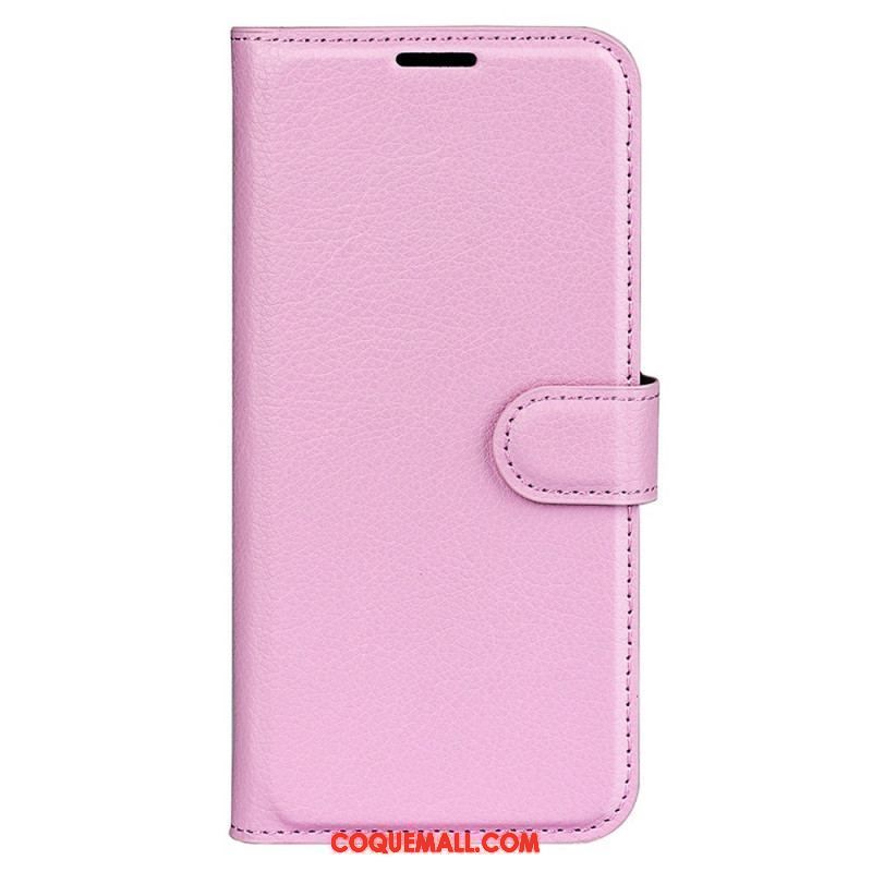 Housse iPhone 15 Simili Cuir Litchi Classique