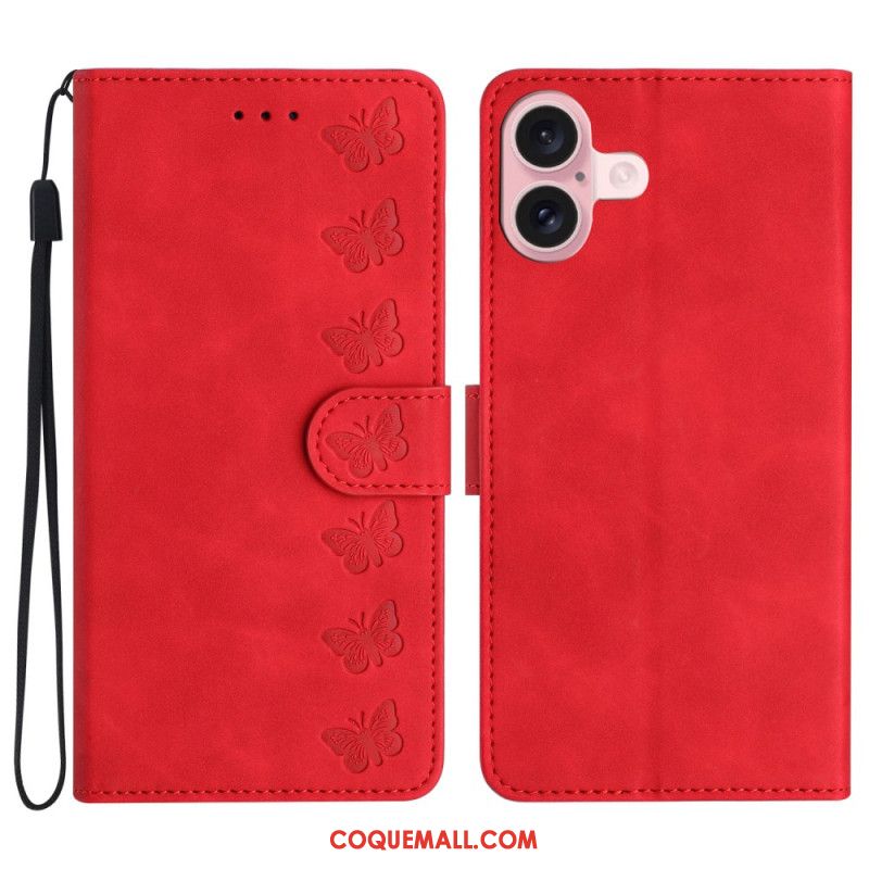 Housse iPhone 16 Frise Papillons
