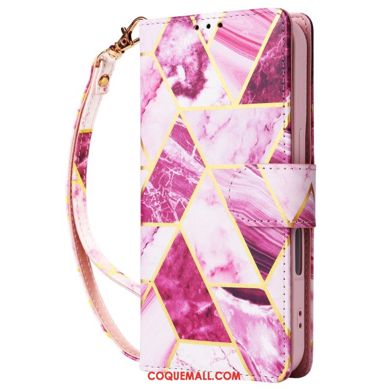 Housse iPhone 16 Motif de Marbre à Lanière