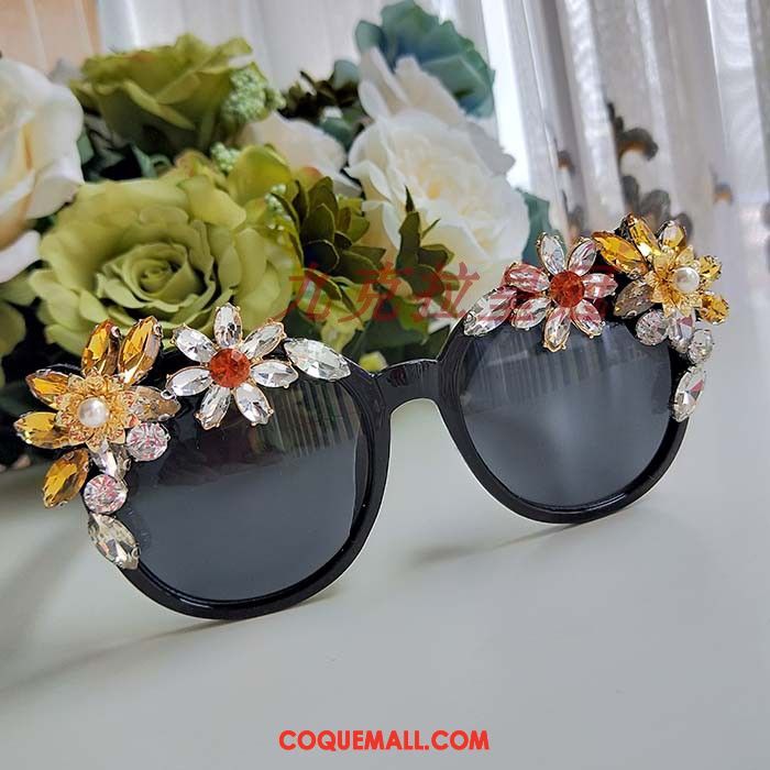 Lunettes De Soleil Femme Diamant La Modélisation Vacances, Lunettes De Soleil Noir Fleurs Hell