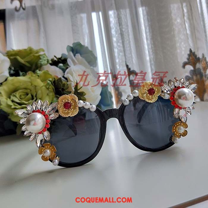 Lunettes De Soleil Femme Diamant La Modélisation Vacances, Lunettes De Soleil Noir Fleurs Hell