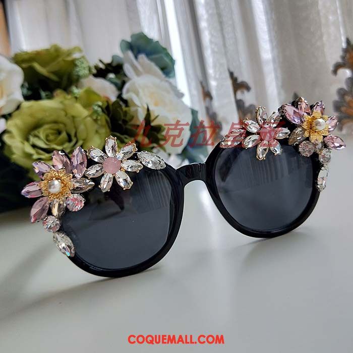 Lunettes De Soleil Femme Diamant La Modélisation Vacances, Lunettes De Soleil Noir Fleurs Hell