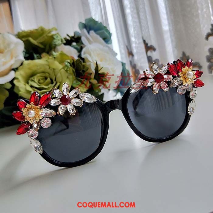 Lunettes De Soleil Femme Diamant La Modélisation Vacances, Lunettes De Soleil Noir Fleurs Hell