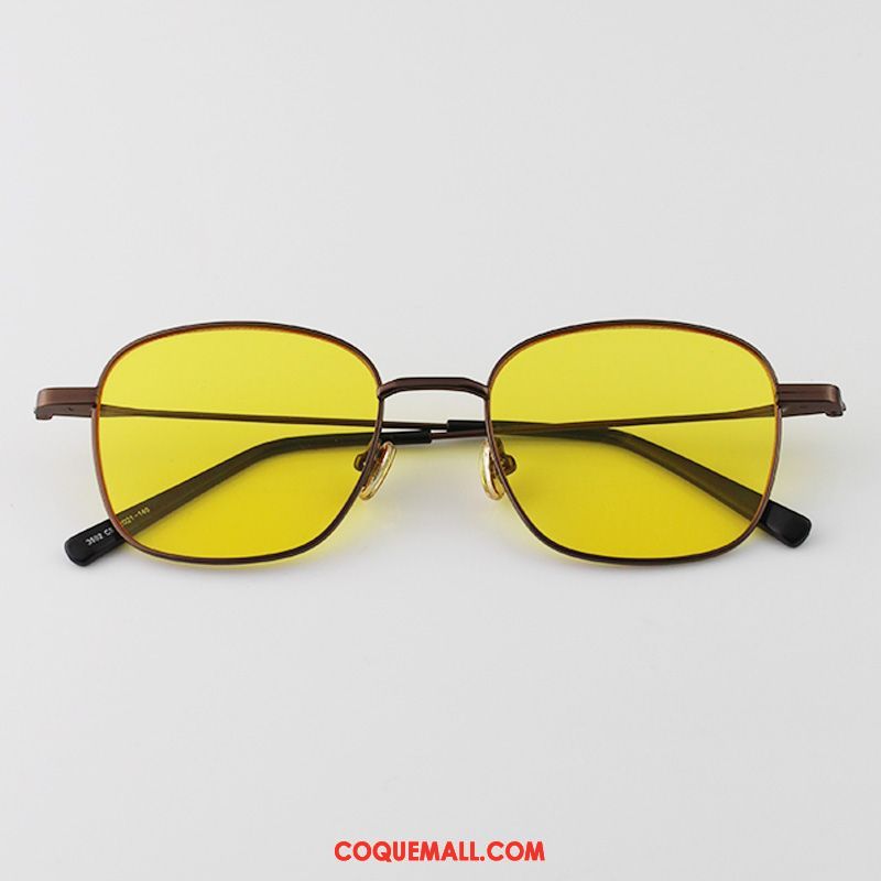 Lunettes De Soleil Homme Rétro Tendance Jaune, Lunettes De Soleil Jaune Femme