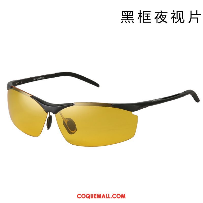 Lunettes De Soleil Homme Sport Loisir Polarisant, Lunettes De Soleil Magnésium D'aluminium Noir