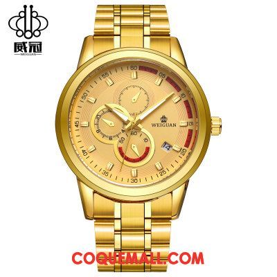 Montre Homme Automatique Diamant Jaune, Montre Étanche Creux Gold