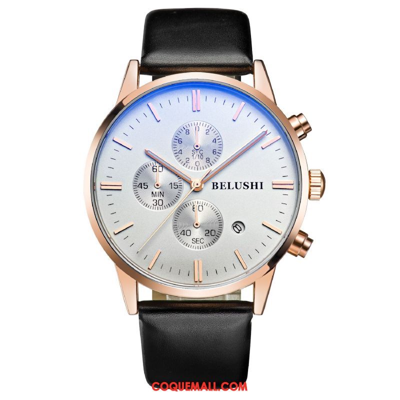 Montre Homme Ceinture Argenté Tendance, Montre Montre À Quartz Étanche