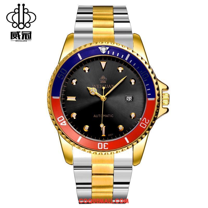 Montre Homme Entreprise Creux Automatique, Montre Loisir Montre À Bracelet Gold