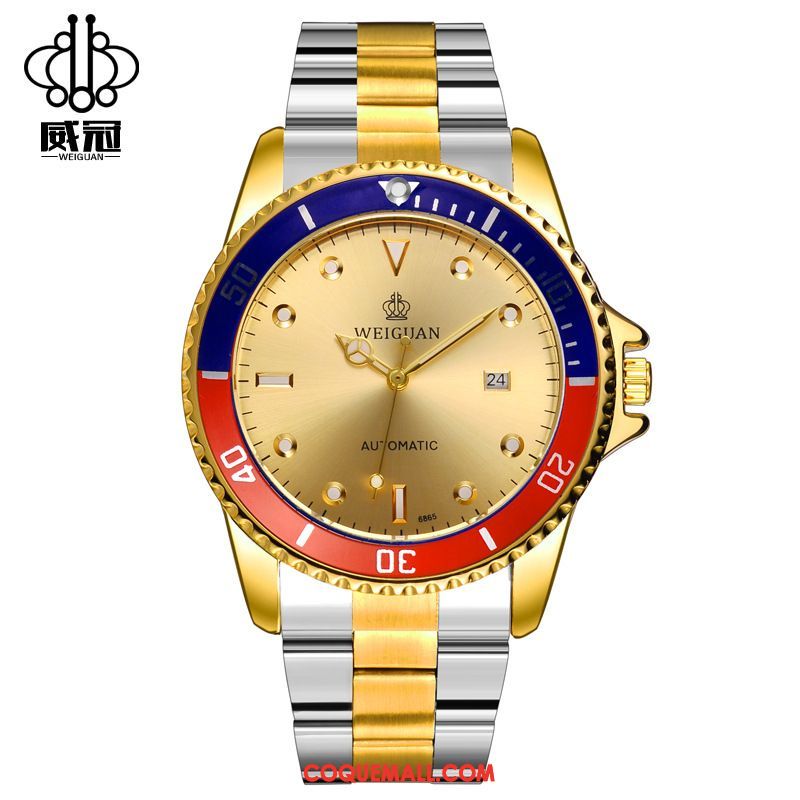 Montre Homme Entreprise Creux Automatique, Montre Loisir Montre À Bracelet Gold