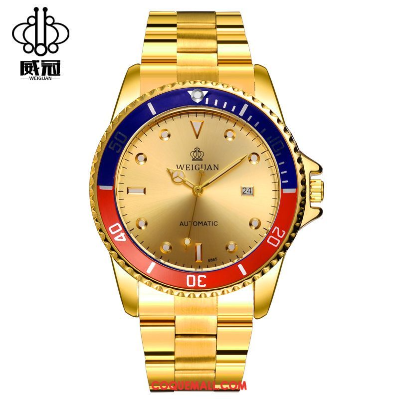 Montre Homme Entreprise Creux Automatique, Montre Loisir Montre À Bracelet Gold